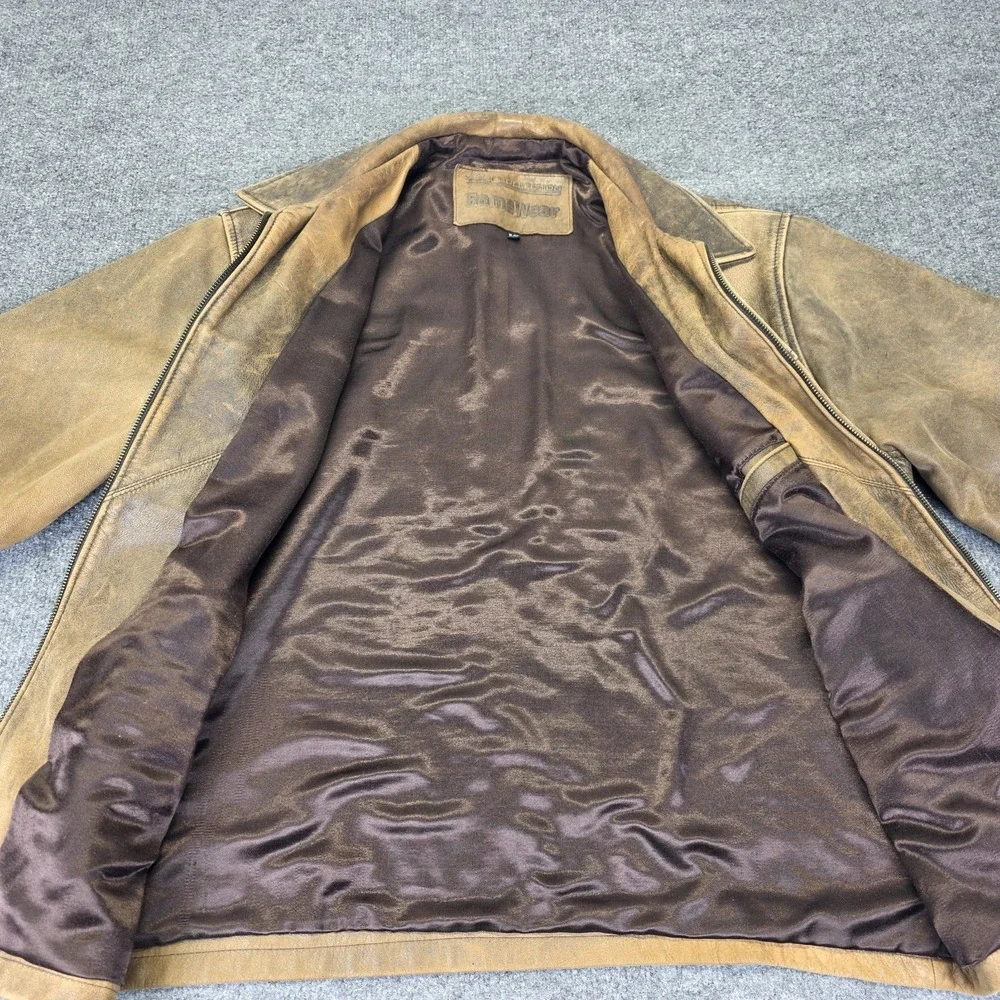Lund Boats Team Lund Vintage Leather Bomber Jacket Men's Size XL